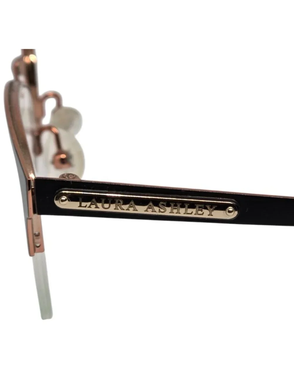 Laura Ashley Tess Womens Black & Rose Gold Semi-Rimless Eyeglass Frame 51-20-140